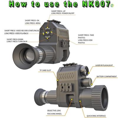 1080p 狩猟 ナイトビジョン スコープ ビデオ カメラ モノキュラ アタッチメント DVR 内蔵 850nm 赤外線懐中電灯と 1.2インチ HD 画面 調整可能なクロスファイア